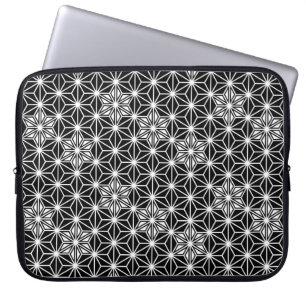 Japanisches Asanoha-Muster - Schwarzweiß Laptopschutzhülle