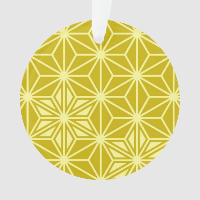 Japanisches Asanoha-Muster - Senfgold Ornament (Vorderseite)
