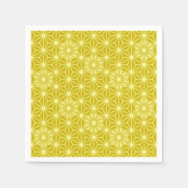 Japanisches Asanoha-Muster - Senfgold Serviette (Vorderseite)