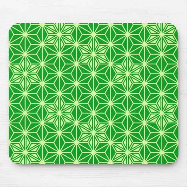 Japanisches Asanoha-Muster - Smaragdgrün Mousepad (Vorne)