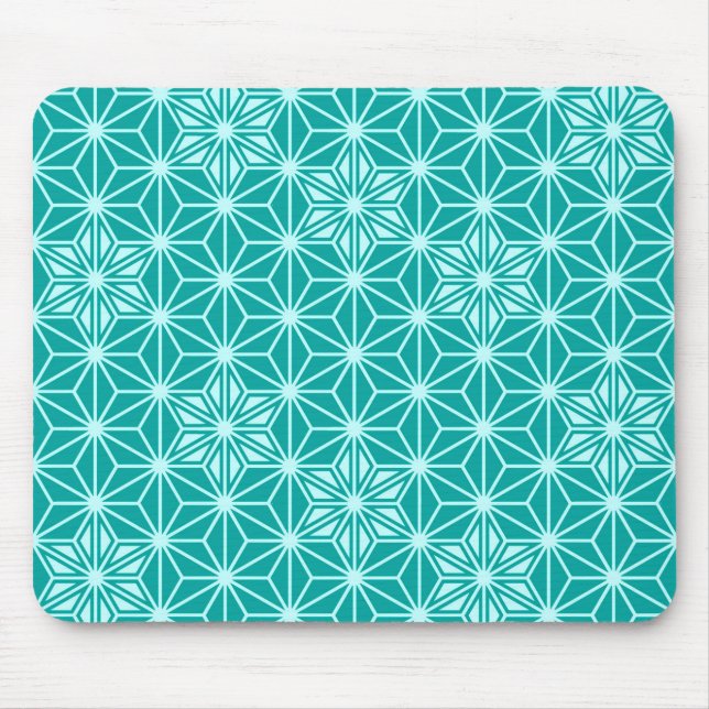 Japanisches Asanoha-Muster - Türkis Mousepad (Vorne)
