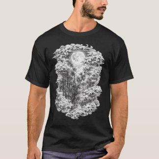 Japanisches Bambuswald-T-Shirt | Vollmond Ukiyo-e T-Shirt