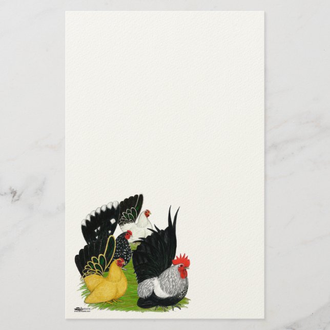 Japanisches Bantam Quartett Briefpapier (Vorderseite)