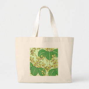 Japanisches Blatt Blumen Botanisches Kunstmuster Jumbo Stoffbeutel