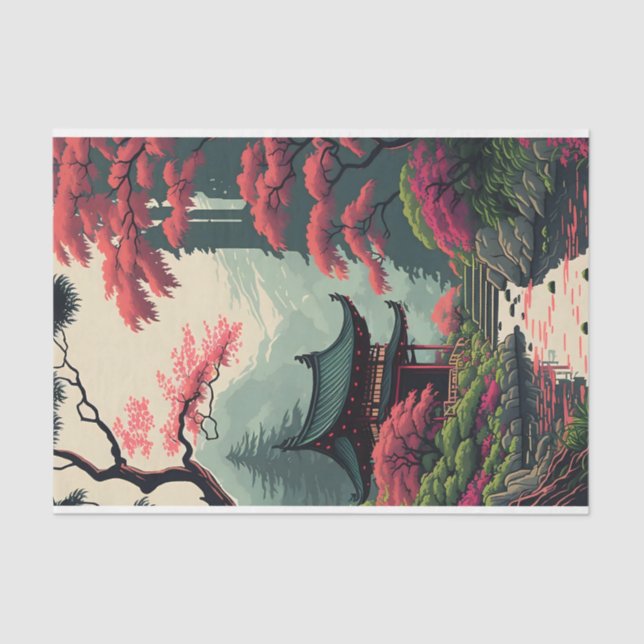 Japanisches Blossom im Park Seidenpapier (Vorderseite)