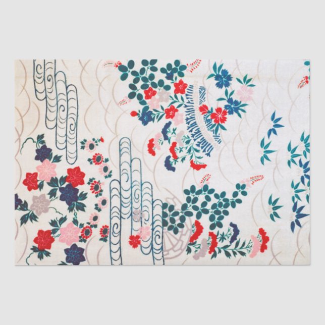 Japanisches Blumendesign Seidenpapier (Vorderseite)