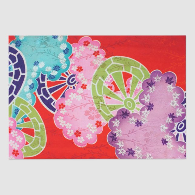 Japanisches Blumendesign Seidenpapier (Vorderseite)