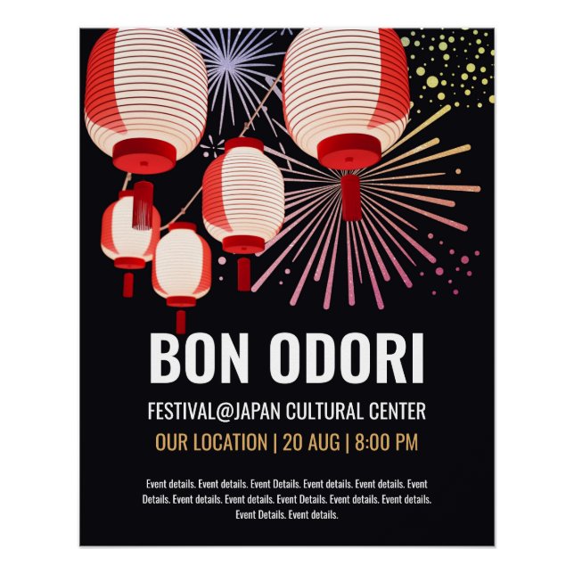 Japanisches Bon Odori Event Poster - Anpassbar (Vorderseite)