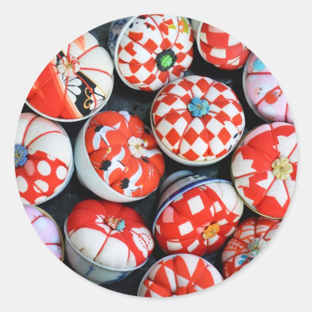 Japanisches Button Cushions Runder Aufkleber (Vorderseite)