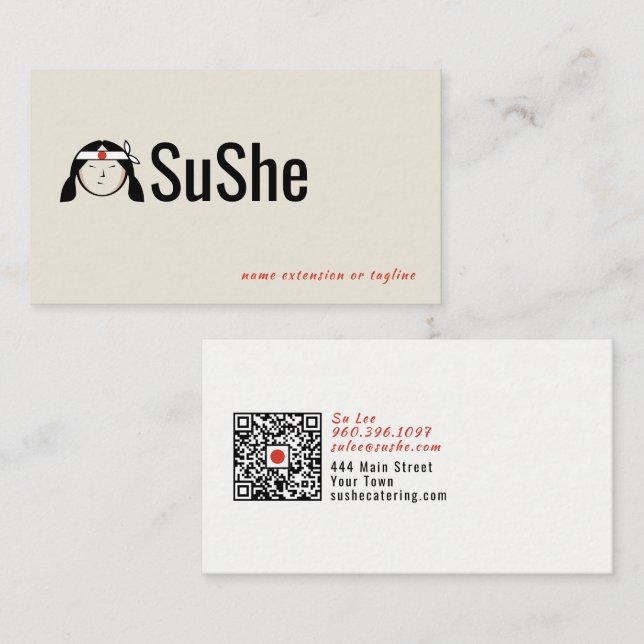 Japanisches Chef-Logo | QR-Code Visitenkarte (Vorne/Hinten)