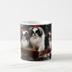 Japanisches Chin Snowy Sleigh Weihnachtsdekor Kaffeetasse
