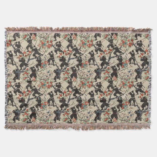Japanisches Chiyogami Ninja Pattern Throw Blanket Decke (Vorderseite)