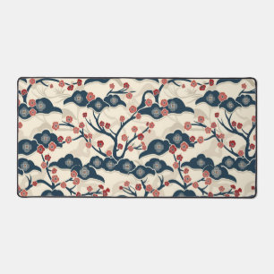 Japanisches Chiyogami Ume Roter Korallen Indigo Cr Schreibtischunterlage
