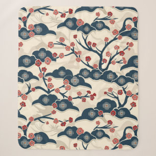 Japanisches Chiyogami Ume Roter Korallen Indigo Cr Sherpadecke