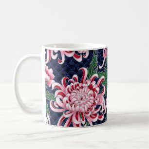 Japanisches Chrysanthemen-Pfingstrosen-Vintage-Mus Kaffeetasse