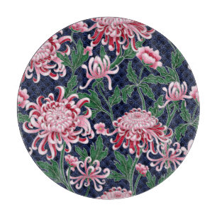 Japanisches Chrysanthemen-Pfingstrosen-Vintage-Mus Schneidebrett