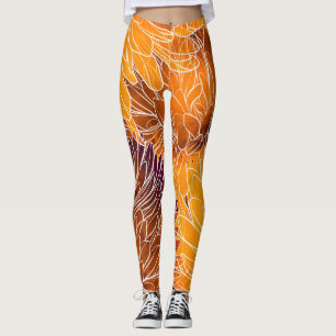Japanisches Chrysanthemum: Aquarellfarbenes Nahtlo Leggings