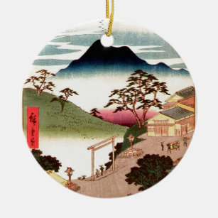 Japanisches Dorf mit Berg Keramik Ornament