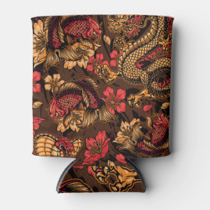 Japanisches Drachen-Koi-Muster. Dosenkühler