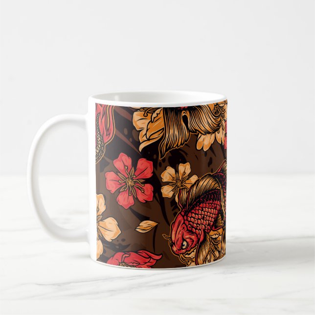 Japanisches Drachen-Koi-Muster. Kaffeetasse (Links)