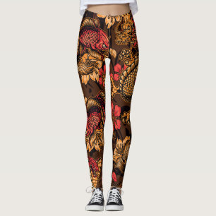 Japanisches Drachen-Koi-Muster. Leggings
