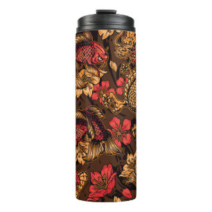 Japanisches Drachen-Koi-Muster. Thermosbecher