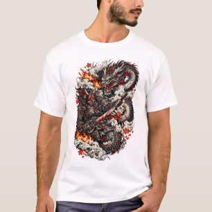 Japanisches Drachen-Tattoo-T-Shirt Irezumi Samur T-Shirt