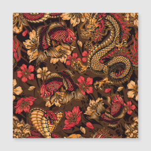 Japanisches Drachenkoi-Muster. Magnetkarte