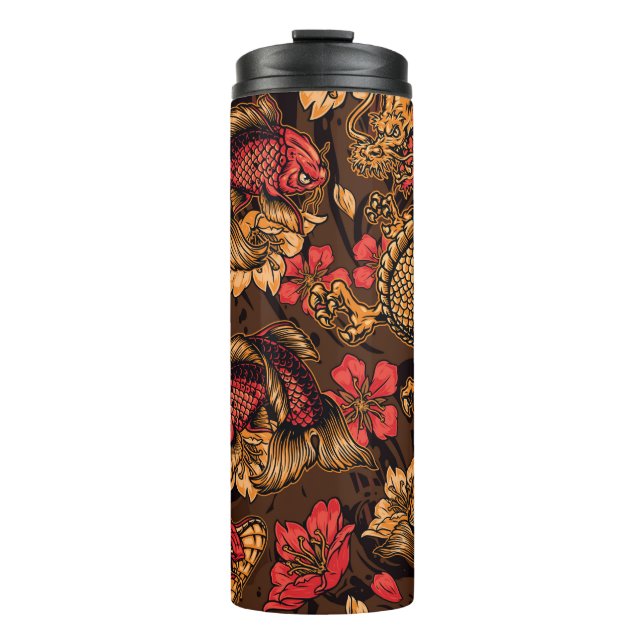 Japanisches Drachenkoi-Muster. Thermosbecher (Vorderseite)