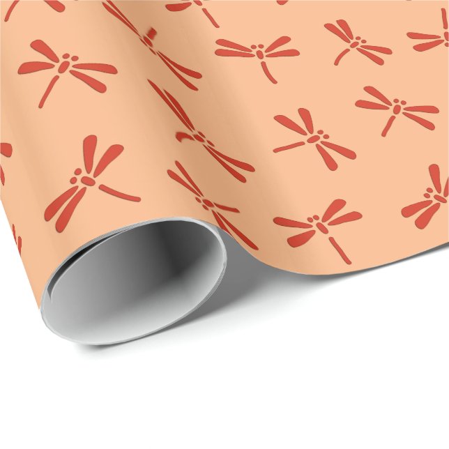 Japanisches Drachenmuster, Mandarin Orange Geschenkpapier (Rolleneckpunkt)