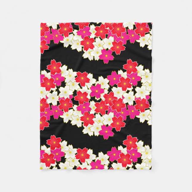 japanisches Druckdesign - Kimono-Muster Fleecedecke (Vorderseite)