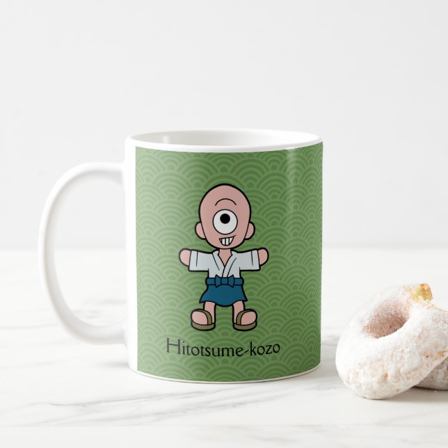 Japanisches Ein-Mit Augen Kind: Cartoon Yokai Tasse (Mit Donut)