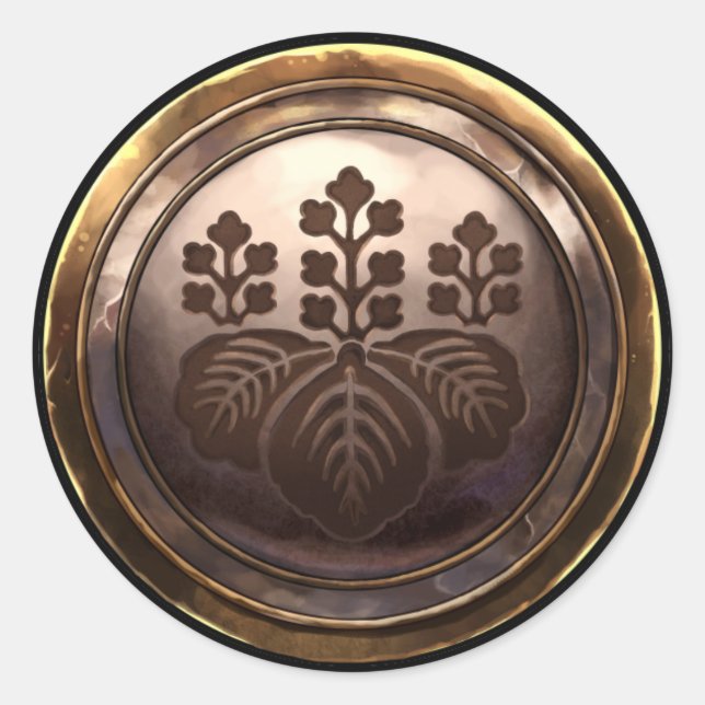 Japanisches Emblem (Kamon) Runder Aufkleber (Vorderseite)