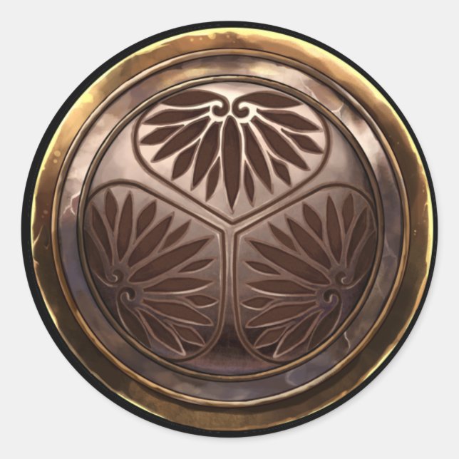 Japanisches Emblem (Kamon) Runder Aufkleber (Vorderseite)