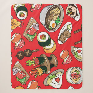 Japanisches Essen: Nahtloses kulturelles Muster Sherpadecke