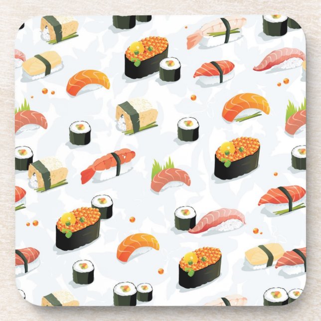 Japanisches Essen:Sushi-Muster Getränkeuntersetzer (Vorderseite)