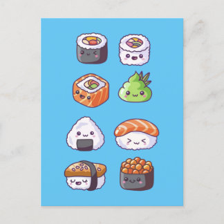 japanisches Essen Sushi Roll Postkarte