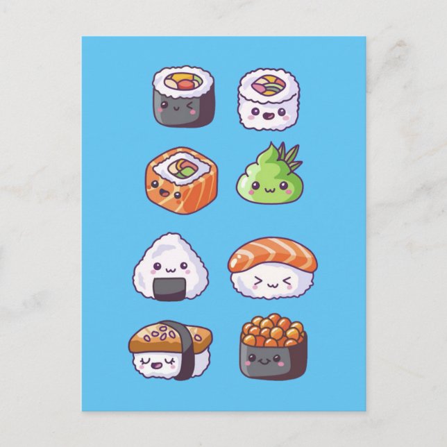 japanisches Essen Sushi Roll Postkarte (Vorderseite)