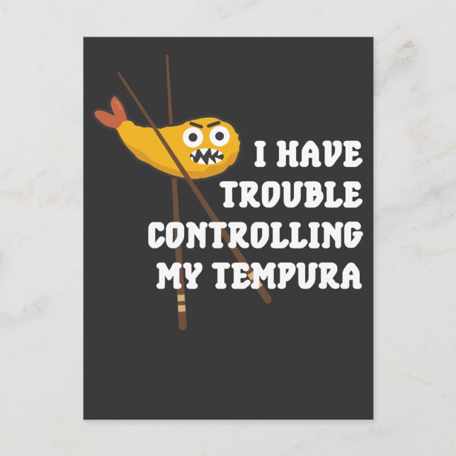 Japanisches Essen Tempura Chopsticks Fried Shrimps Postkarte (Vorderseite)