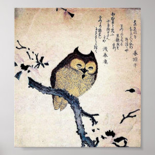 Japanisches Eulen-Druck-Plakat Poster