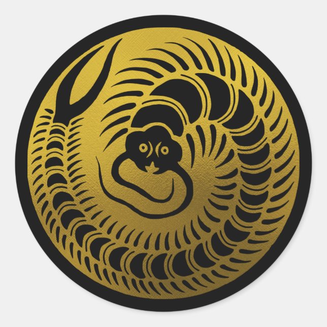 Japanisches Familienwappen-Centipede Runder Aufkleber (Vorderseite)