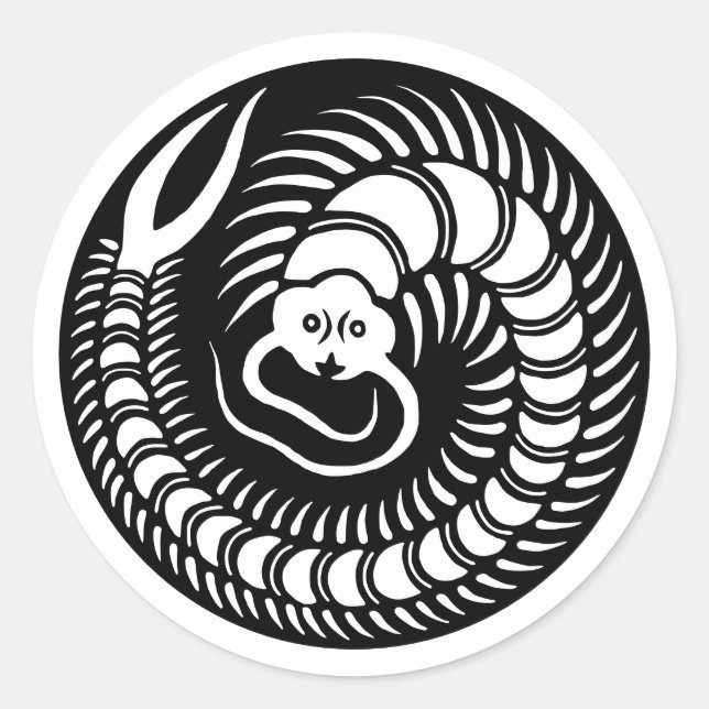 Japanisches Familienwappen-Centipede Runder Aufkleber (Vorderseite)