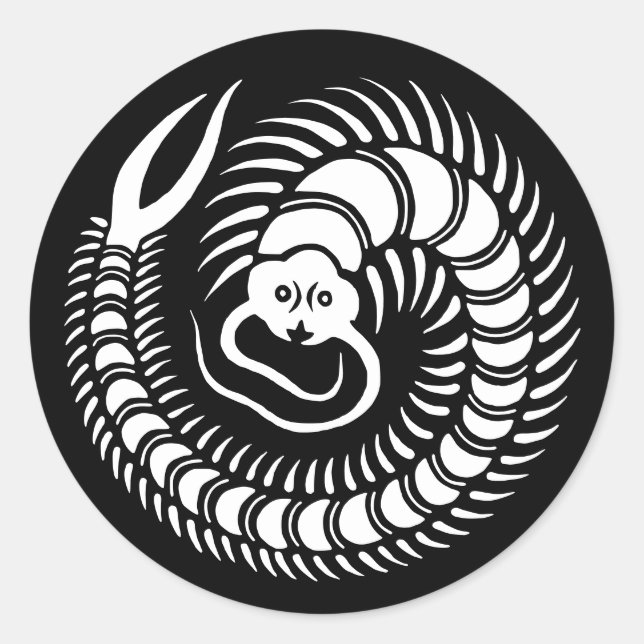 Japanisches Familienwappen-Centipede Runder Aufkleber (Vorderseite)
