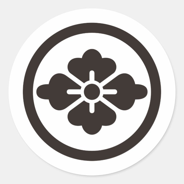 Japanisches Familienwappen KAMON Symbol Runder Aufkleber (Vorderseite)