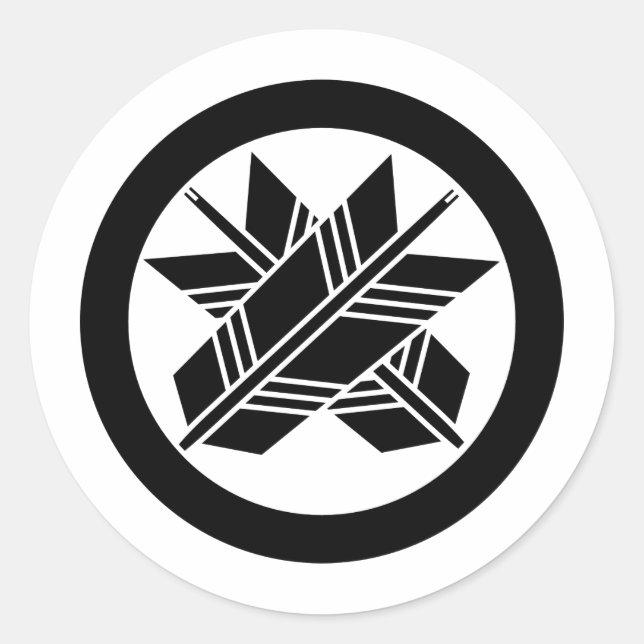 Japanisches Familienwappen KAMON Symbol Runder Aufkleber (Vorderseite)