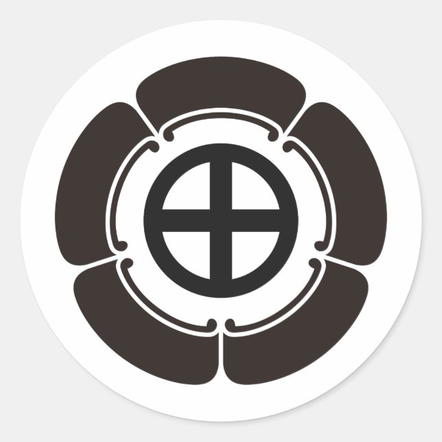 Japanisches Familienwappen KAMON Symbol Runder Aufkleber (Vorderseite)