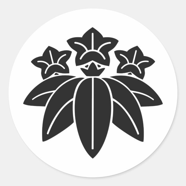 Japanisches Familienwappen KAMON Symbol Runder Aufkleber (Vorderseite)