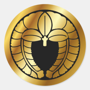 Japanisches Familienwappen (KAMON) Symbol Runder Aufkleber