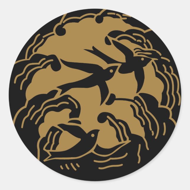 Japanisches Familienwappen KAMON Symbol Runder Aufkleber (Vorderseite)