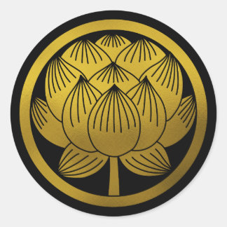 Japanisches Familienwappen-Lotus Runder Aufkleber